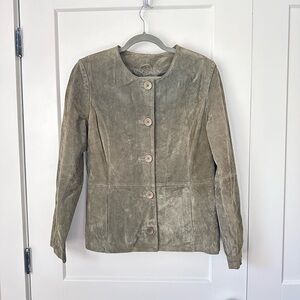 Vintage 90s Olive Green Suede Jacket